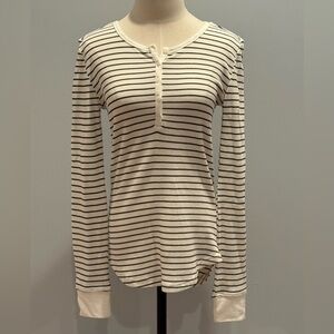 Striped Long Sleeve Henley Top
